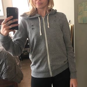 Alternative distressed full zip hoodie